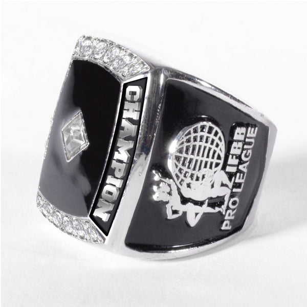 MEN'S SWAROVSKY NPC / IFBB "OVERALL CHAMPION" RING SILVER/BLACK