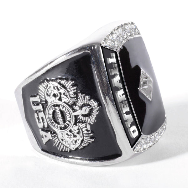 MEN'S SWAROVSKY NPC / IFBB "OVERALL CHAMPION" RING SILVER/BLACK